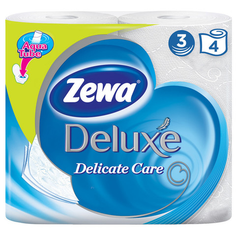 Бумага туалетная Zewa Deluxe 3-слойная белая (4 рулона в упаковке)