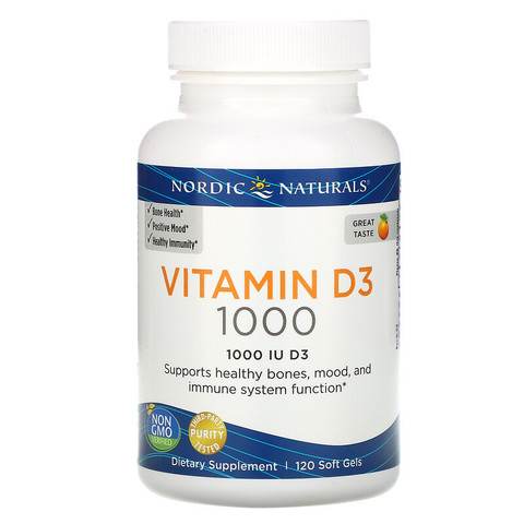 Nordic Naturals, Витамин D3, апельсин, 1000 МЕ, 120 штук