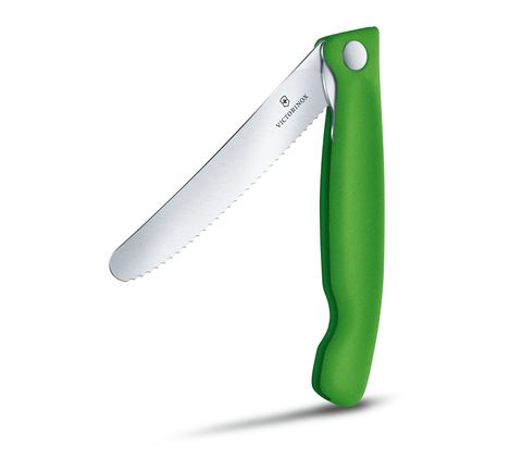 Нож кухонный складной Victorinox Classic, 110 mm, Wavy Edge, Green (6.7836.F4B)