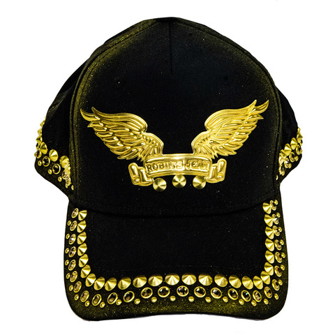 Robin&#39;s Jean | Бейсболка GOLD DUST CAP IN BLACK WITH WINGS AND CRYSTALS перед