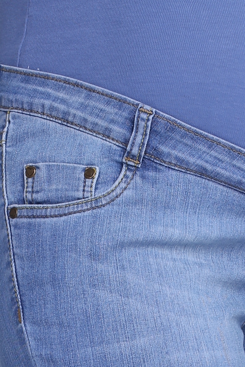 Фото джинсы для беременных MAMA`S FANTASY, зауженные, широкий бандаж от магазина СкороМама, синий, размеры.