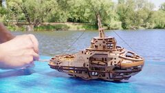Буксир от Ugears, деревянный конструктор, корабль, сборная механическая модель, 3D пазл