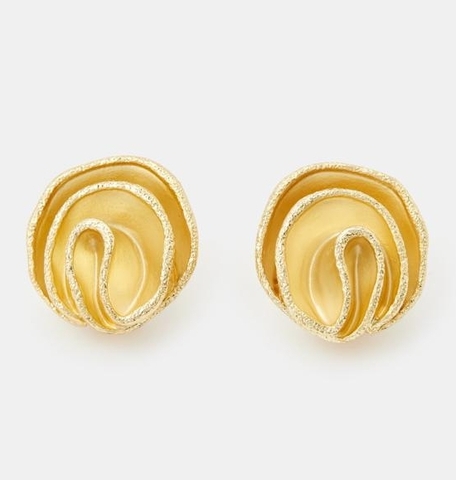 Серьги круглые ЗОЛОТАЯ ВОЛНА сатинированное золото