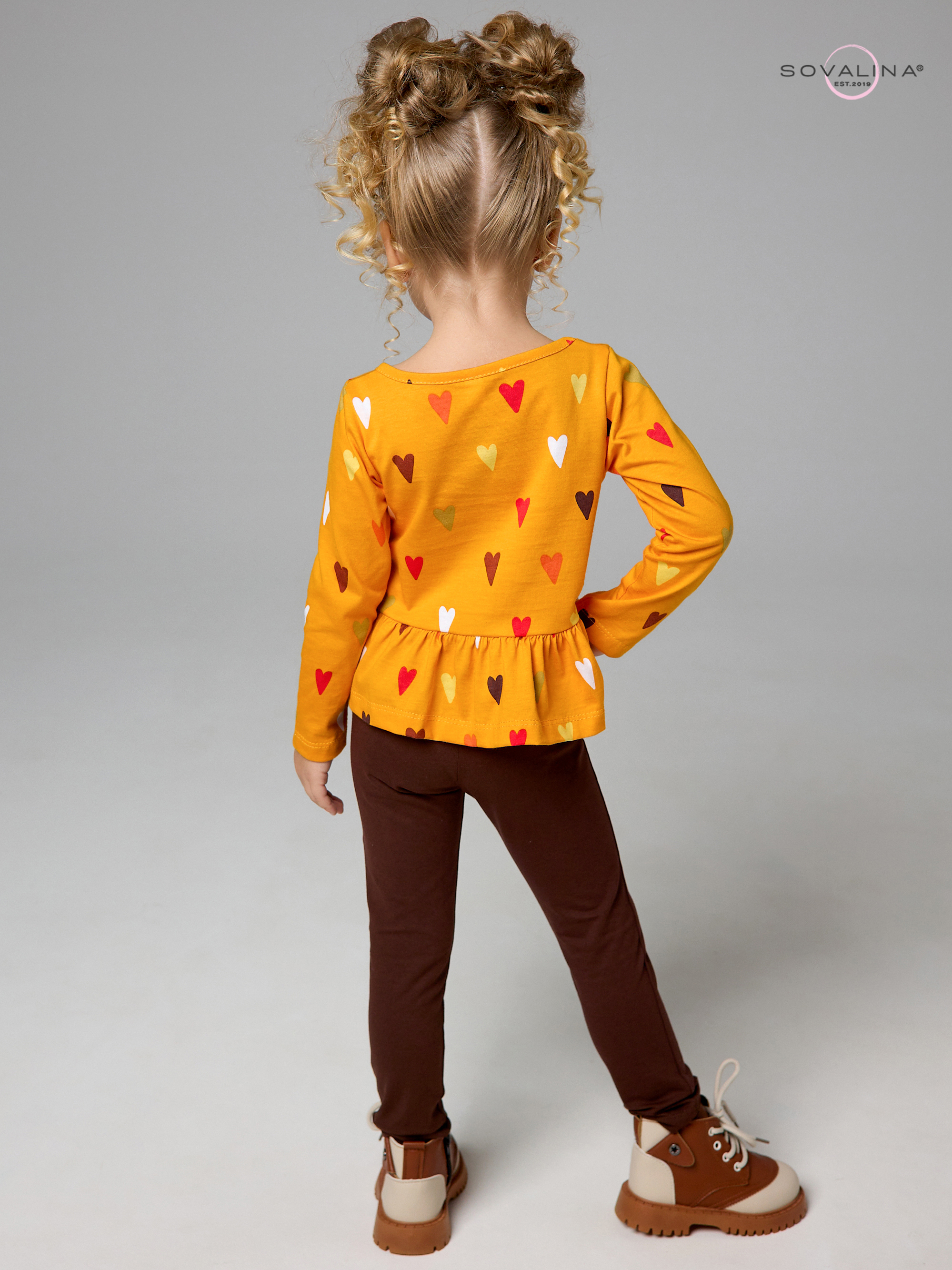 Костюм Алиса SG сердца на горчице-шоколад