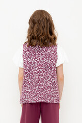 жилет  для девочки  КР 302575/насыщенная клюква,милые цветочки к499