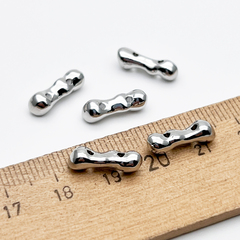 Бусина-разделитель на 2 нити, цвет серебро (родий), размер 14*4,5 мм, цена за 1 шт