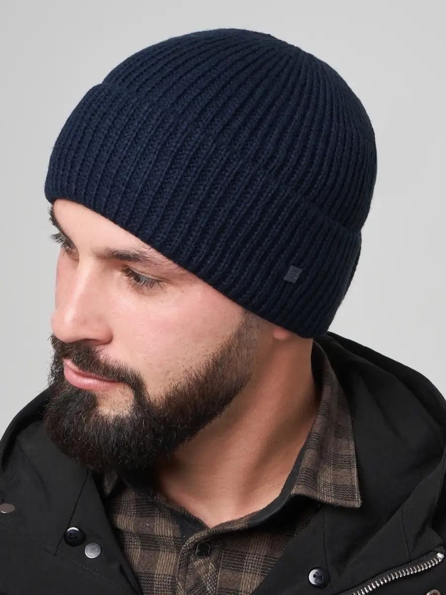 Шапка мужская зимняя шерстяная вязаная с подкладкой утеплителем из флиса, зимние мужские шапки