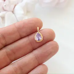 Подвеска Капля с сиреневым фианитом, 15*8 мм, позолота, П421