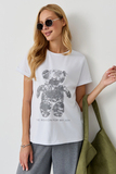 Футболка для беременных 18116 белый-отпечаток мишки графит