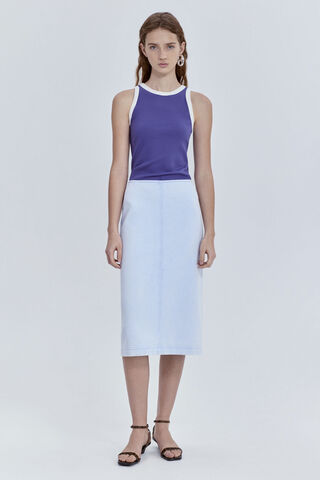 Юбка-миди из варёного денима