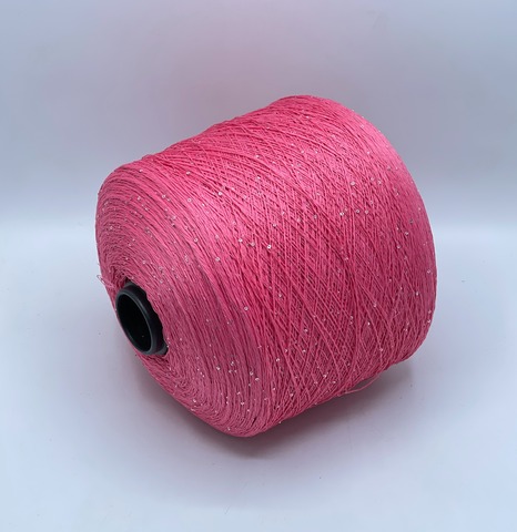 Бобинная пряжа, Linette Pailletes, 450м, 80% Лен, 20% Полиэстер(пайетка), Ярко-розовый+пайетка. 39402