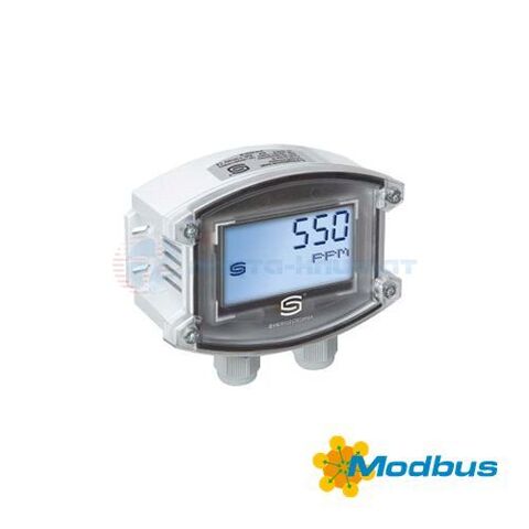 Датчик углекислого газа для открытой установки AERASGARD ACO2-Modbus-LCD от S+S Regeltechnik, с подключением к шине Modbus
