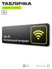 Табличка WI-FI Free, для офиса, кафе, ресторана, отеля, 30 х 10 см, черная, Айдентика Технолоджи