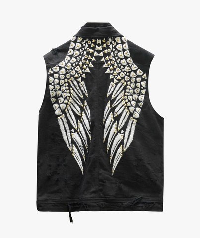 The Saints Sinphony | Жилет джинсовый мужской WING VEST Black TSJ035 спина