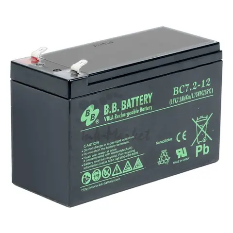 Аккумуляторная батарея B.B. Battery BC 7.2-12 BB (12V 7,2Ah ДхШхВ 151x65x100 мм, масса 2,2 кг) клеммы F2