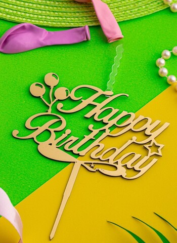 Акриловый Топпер свеча Happy Birthday