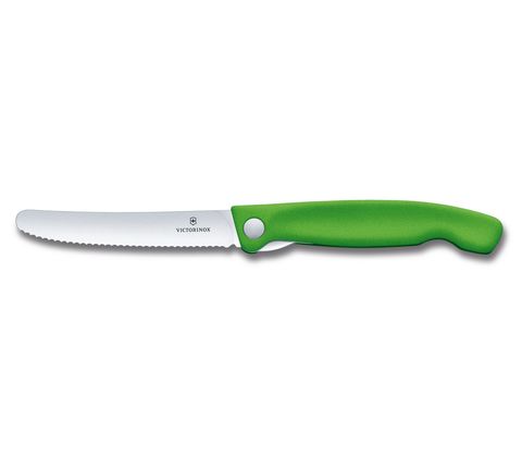 Нож кухонный складной Victorinox Classic, 110 mm, Wavy Edge, Green (6.7836.F4B)