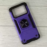 Противоударный чехол Strong Armour Case с кольцом для Poco X4 Pro (Фиолетовый)