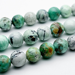 Варисцит бусины (в породе), диаметр около 10,1-10,3 мм, цена за 9 шт (1/4 нити)