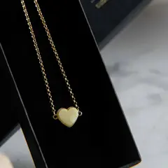 Колье Сердце с молочным янтарем, позолота