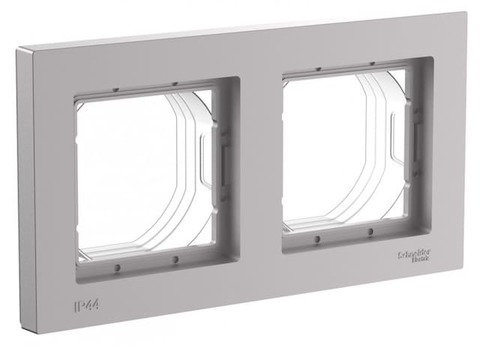 Рамка на 2 поста. Цвет Алюминий. Schneider Electric(Шнайдер электрик). AtlasDesign Aqua. ATN440302