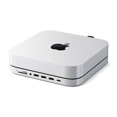 Док станция Satechi Mac Mini Stand & Hub для установки SSD серебристый