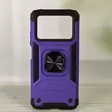 Противоударный чехол Strong Armour Case с кольцом для Poco X4 Pro (Фиолетовый)