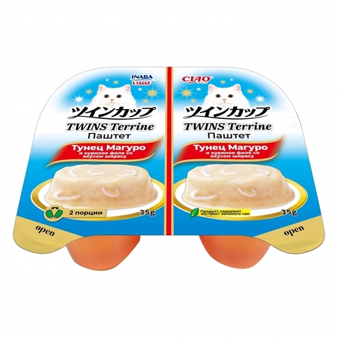 INABA Ciao консервы для кошек тунец Магуро и куриное филе со вкусом ширасу паштет 70 гр