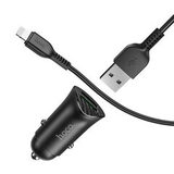 Комплект АЗУ на 2 USB + кабель USB на Lightning 1м Hoco Z39 с быстрой зарядкой 18 Вт (Черный) Автомобильное зарядное устройство