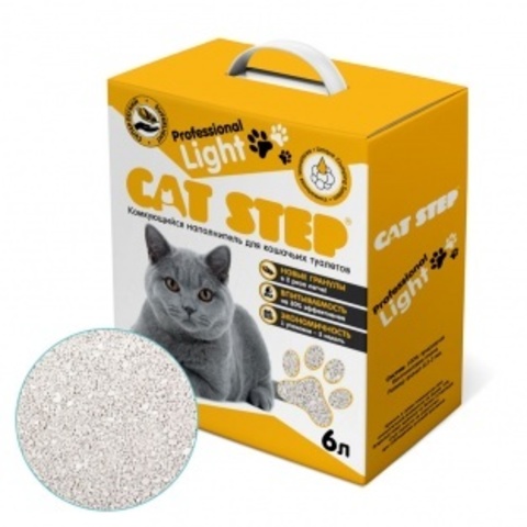 купить кет степ кэт стэп Cat Step Professional Light 6л наполнитель бентонитовый, комкующийся 6 литров 2.5 кг
