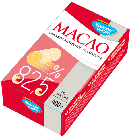 Масло сливочное Чудское озеро 82,5% 400 гр (М)
