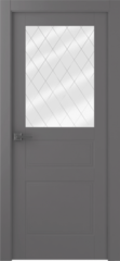 Дверь Инари / Цвет Эмаль графит / Мателюкс белый витраж / Двери Belwooddoors