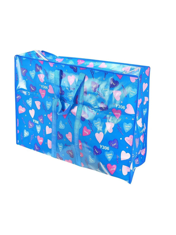 Двухслойная прочная хозяйственная сумка на молнии, цвет голубой, 80х55х25 см