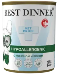 Best Dinner Hypoallergenic консервы для собак при пищевой аллергии (конина с рисом) 340 гр
