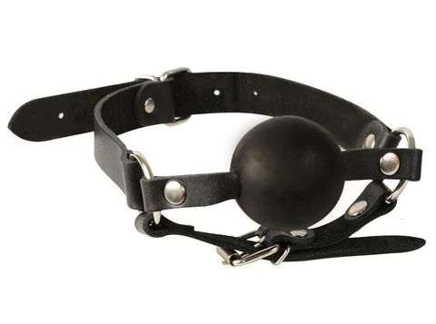 Чёрный кляп-шар на кожаных ремешках с пряжкой - Sitabella BDSM accessories 3006-1