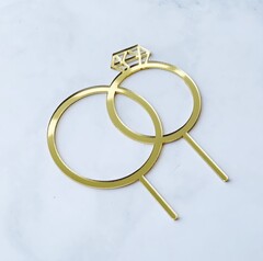 Топпер Кольца свадебные золотой акрил 9.5х10см