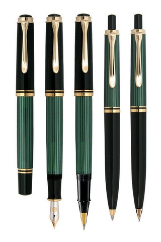 Ручка перьевая Pelikan Souverän® Black and Green GT, F (994855)