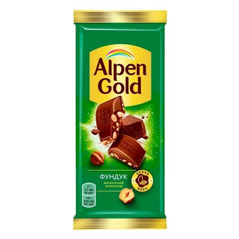 Шоколад Альпен Голд мол с дробл фундуком 80г, шт