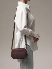 Сумка замшевая кросс-боди бордовая горох