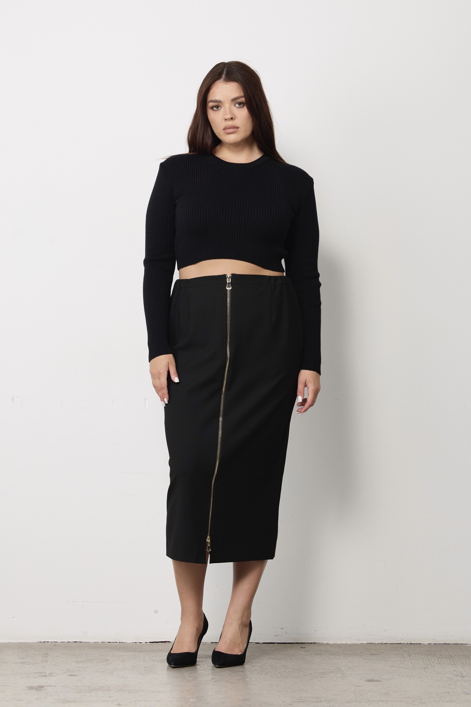 Юбка-футляр на молнии, черный