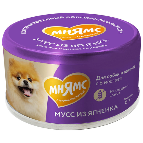 Влажный дополнительный корм Мнямс На каждый день Мусс из ягненка для собак и щенков старше 6 месяцев 80 г