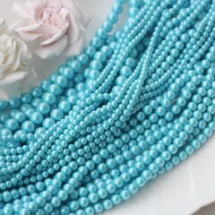 Майорка Голубая бирюза 6 мм, 1 нить, МА077