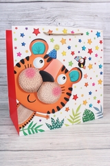 Пакет подарочный L квадратный, Зоопарк с тиснением, 38*38*20 см (Д*В*Ш), 1 шт.