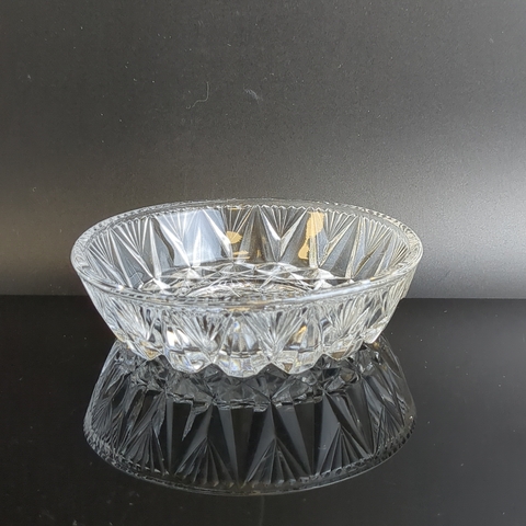 Вазочка стеклянная для орехов, цукатов и варенья, геометрический орнамент, винтаж СССР 1970-1990 гг