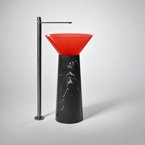 Antonio Lupi Albume ALBUME11 Sangria/cr Раковина накладная, круглая Ø48см, без отв. под смес, без перелива, с д/клапаном (хром), мат-л: Cristalmood, цвет: Sangria