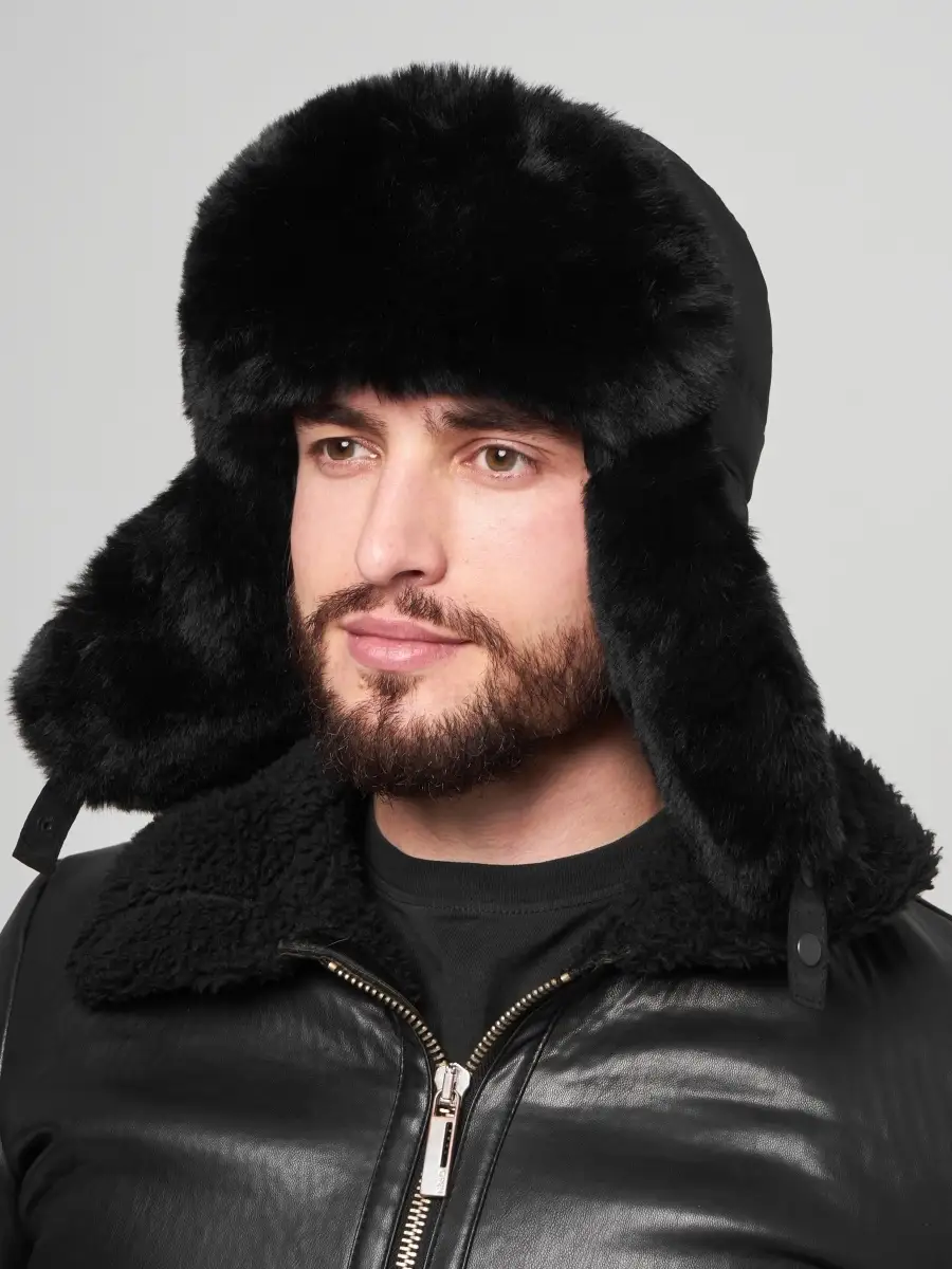 Шапка ушанка меховая теплая с флисом