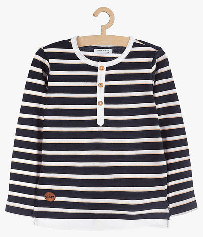 Полосатый лонгслив на пуговицах 5.10.15 104-128