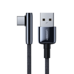Кабель  UGREEN USB 2.0 A to Angled USB-C Cable Zinc Alloy Shell with Braided 2м угловой черный