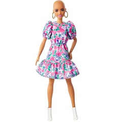 Барби Fashionistas 150 Без Волос в Розовом Цветочном Платье