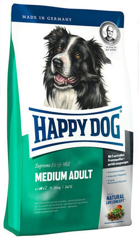 купить Happy Dog Supreme Fit&Well Medium Adult сухой корм для взрослых собак весом 11-25 кг с нормальными потребностями в энергии